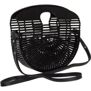 Amerileather Black Open Slat Bamboo Ping Handbag